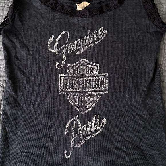 Harley-Davidson Motorcycles Vintage Women's Black lace Tank Top - Picture 6 of 6